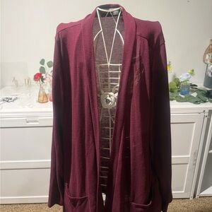 Open-Front Women's Cardigan Sweater - Burgundy